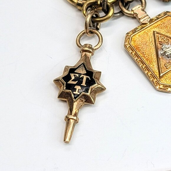 Vintage 10k Gold Fraternal and Ivanhoe Mining Charms Keychain Set 1942 CT32 - Picture 5 of 9